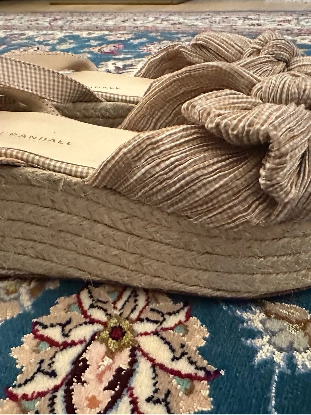 Loeffler Randall Sandals Beige Gingham US 9